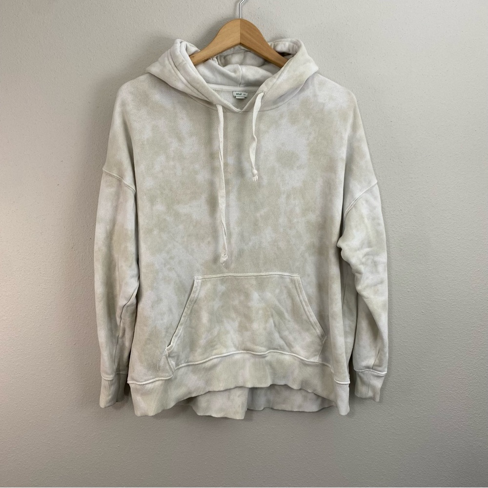 Aerie White and Tan Hooded Sweatshirt Woman’s Size Small